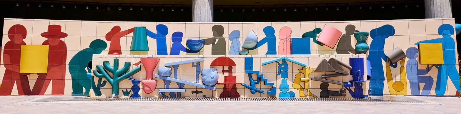 mural with colorful human sillouhettes