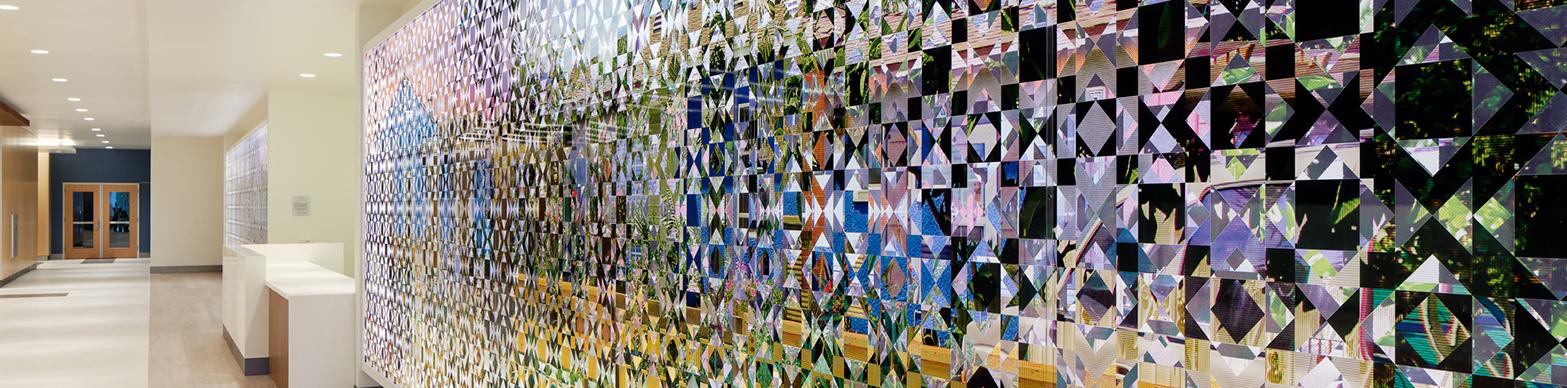 tiled artwork on wall