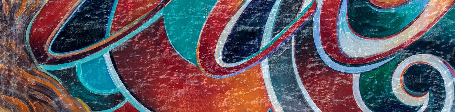 Multi-color wall mural detail